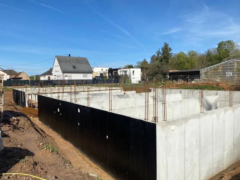 Sous-sol en voiles béton coulés en place sur l'opération de 20 logements à Brumath
