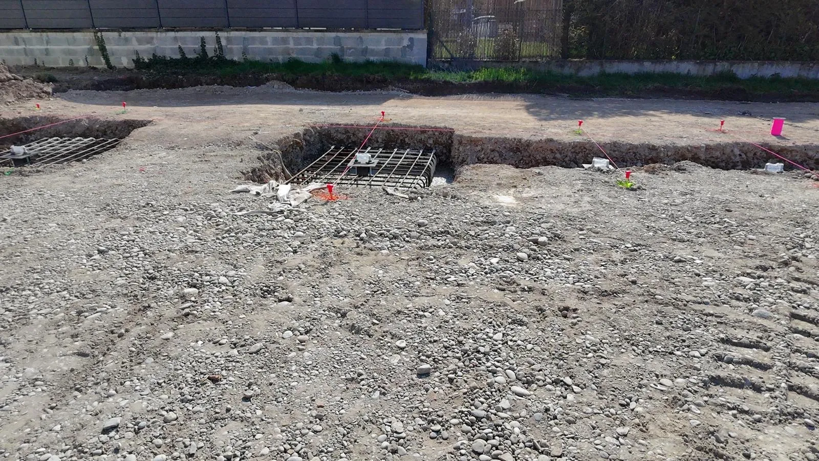 Ferraillage d'une semelle isolée en fond de fouille, extension d'Erstein