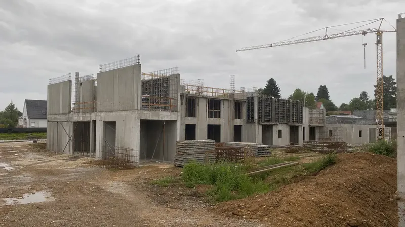 Voiles béton d'un bâtiment collectif en cours d'élévation