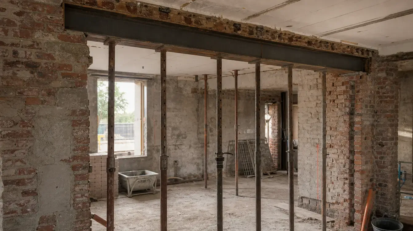 Ouverture dans un mur porteur avec étaiement