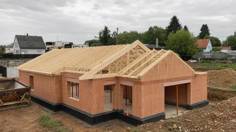 Maison individuelle en briques, gros œuvre terminé
