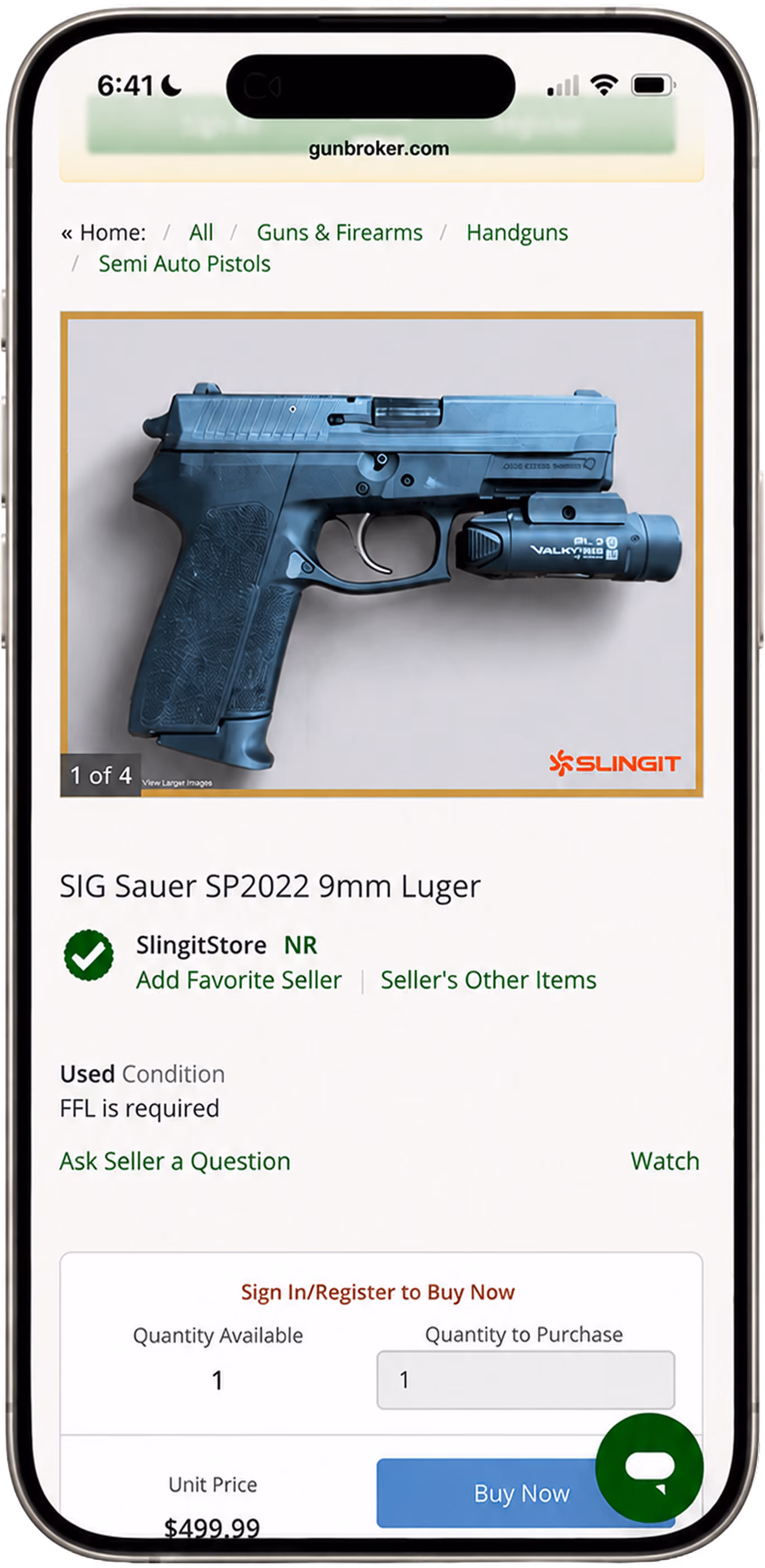 Slingit app screens for appraising used guns