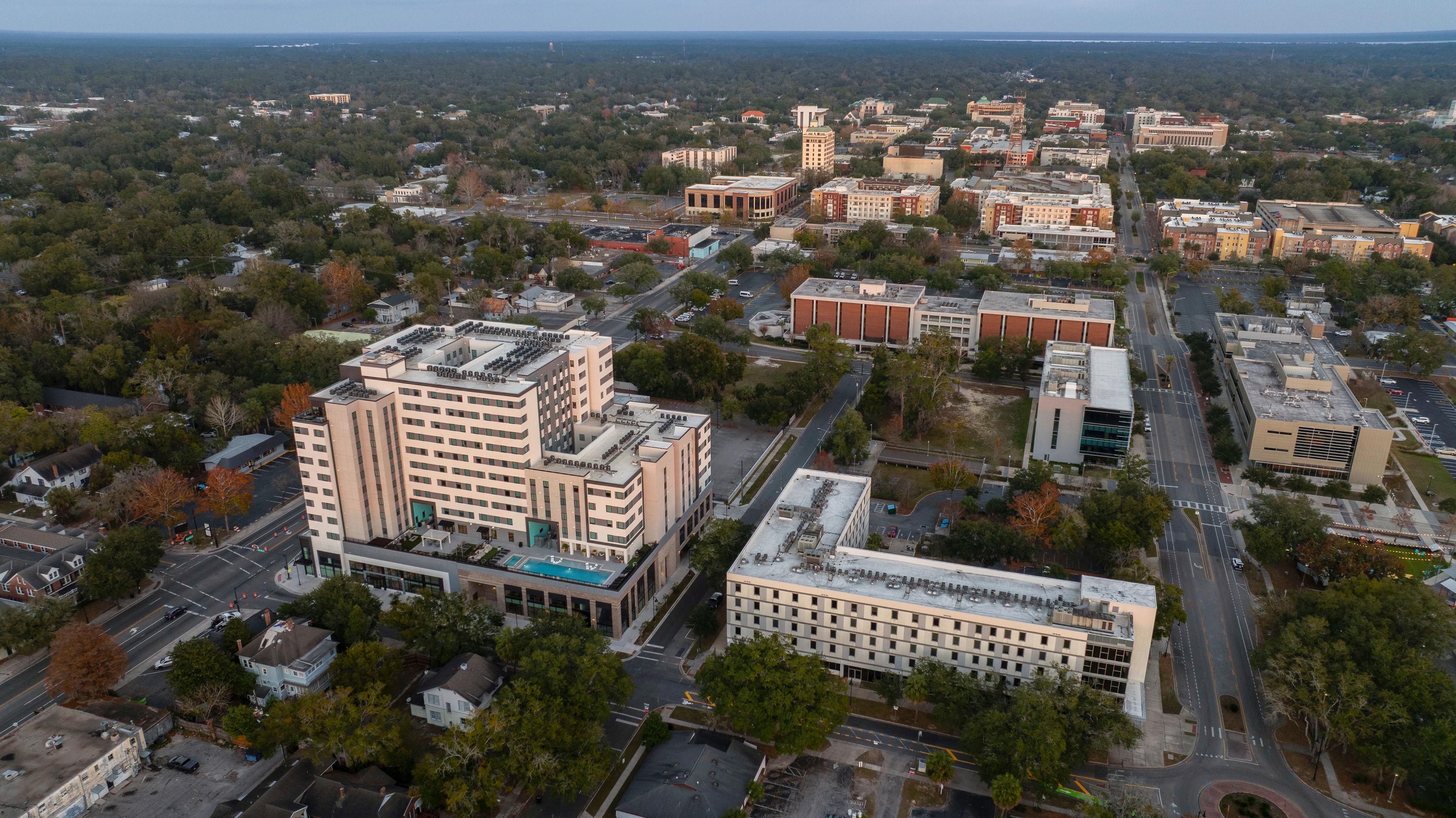 buildings of downtown Gainesville, Florida stock photo