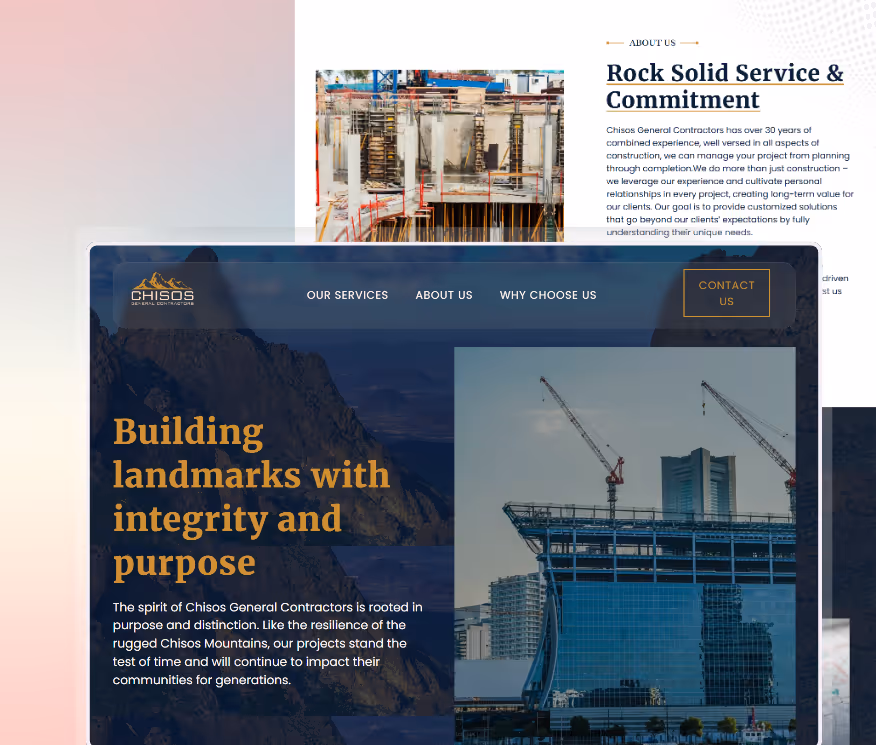 Chisos General Contractors website homepage