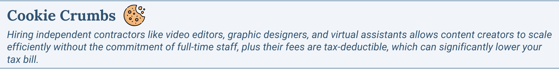 a tip that Creators and Contractors should know about taxes.