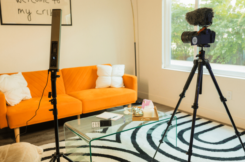 Room with camera where someone might film and learn about OnlyFans tax write-offs