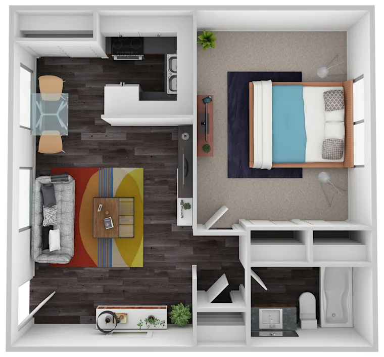 1x1 floor plan