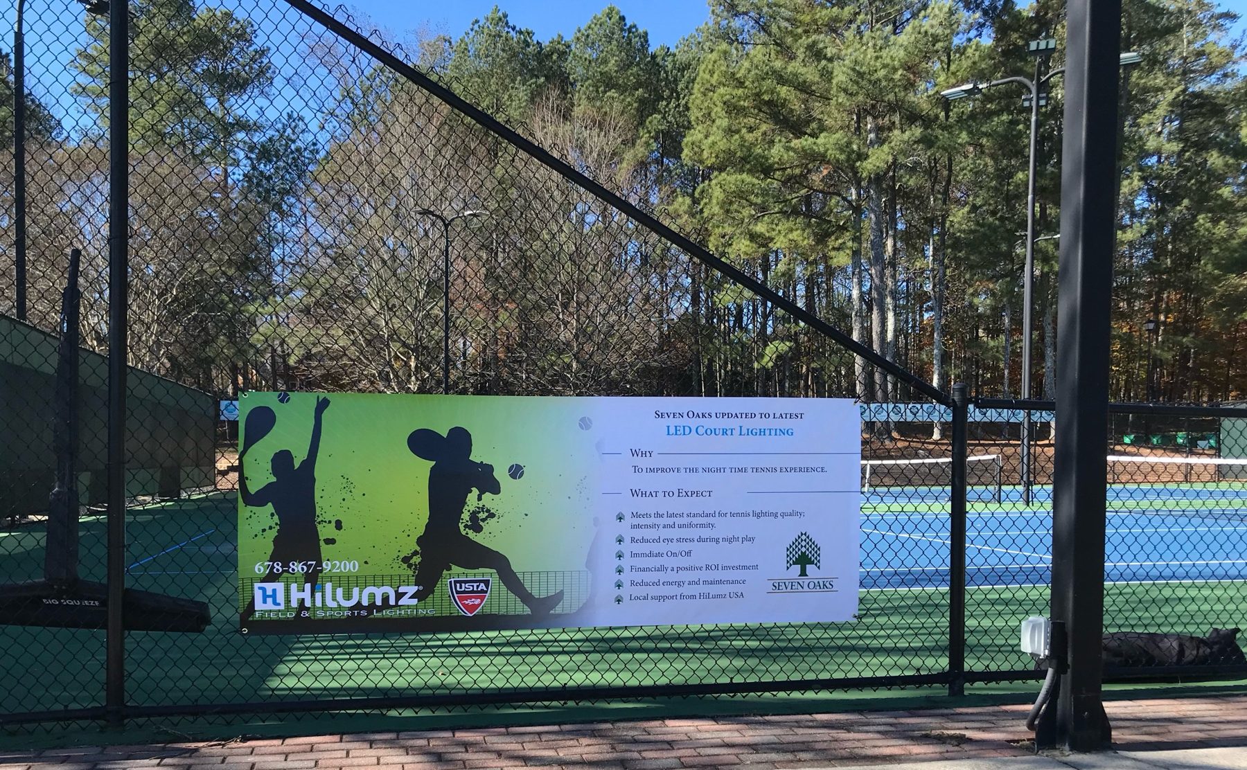 Seven Oaks and HiLumz LED court lighting banner