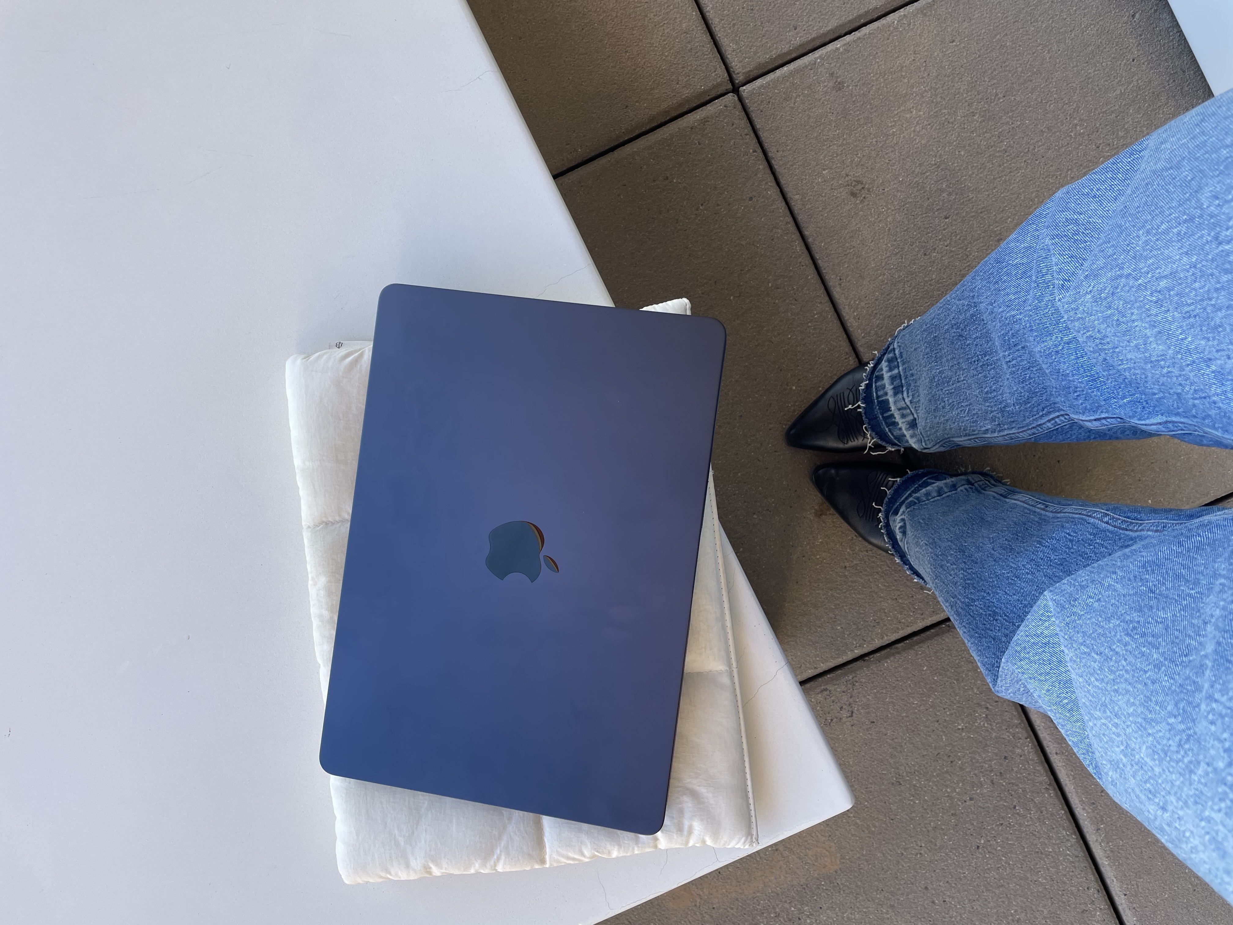 Laptop open on a desk during an SEO content session