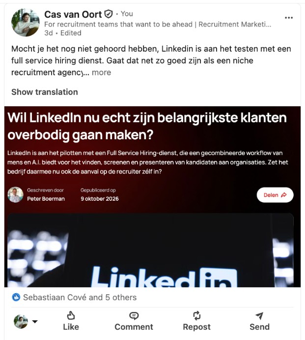 LinkedIn test full service hiring