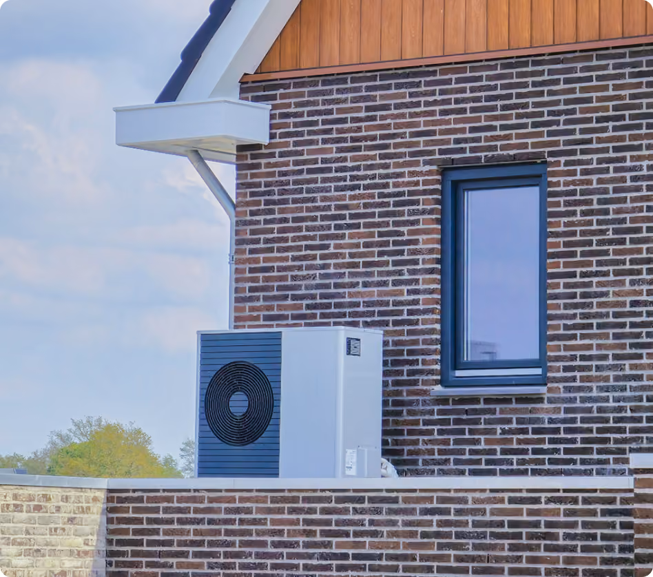 A heat pump installed outside a home
