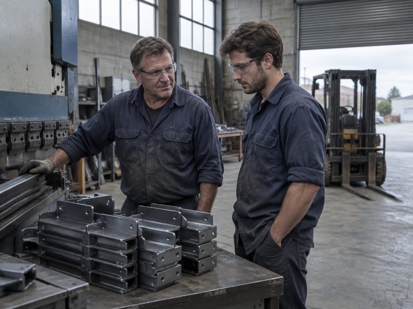 A father and son in their metal fabrication factory