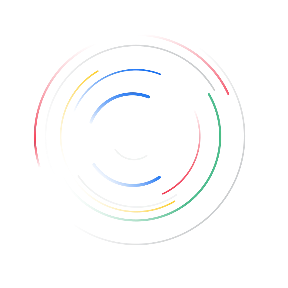 Abstract swirl of curved, colorful lines in blue, red, yellow, gray, and green on a black background.