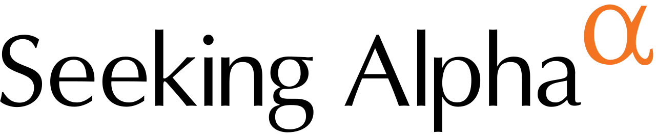 Title page of Seeking Alpha with a stylized orange alpha symbol on the top right.