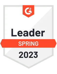 G2 Leader Spring 2023 badge with an orange banner and white shield background.