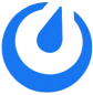 Blue circular arrow surrounding a blue droplet icon.
