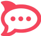 Red chat bubble icon with three dots inside symbolizing a message or conversation.
