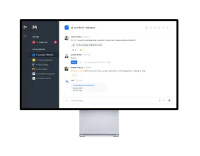 Screenshot of a Slack workspace channel named 'product releases' showing a conversation about production updates and related emoji reactions.