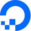 DigitalOcean company logo with a stylized blue droplet and pixelated design.