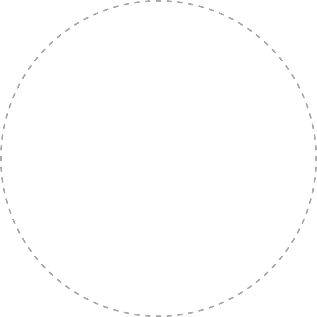 Gray dotted wavy circular line on a transparent background.