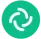 White circular arrows forming a refresh or sync icon on a green circular background.