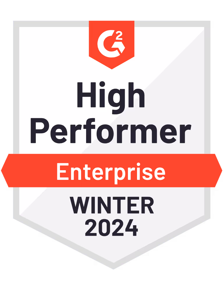 G2 High Performer Enterprise Winter 2024 badge.