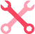 Red wrench crossed with a purple screwdriver forming an X shape.