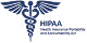Blue caduceus symbol with the text HIPAA Privacy Rule, Security Rule, F.A.Q., Compliance, and Safeguarding Protected Health Information.