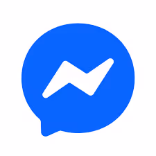 Facebook Messenger app logo with white lightning bolt chat bubble on blue background.