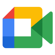 Google Meet logo featuring a stylized video camera icon with blue, red, yellow, and green segments.