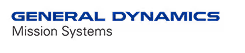 Blue and black General Dynamics Mission Systems logo text on a white background.