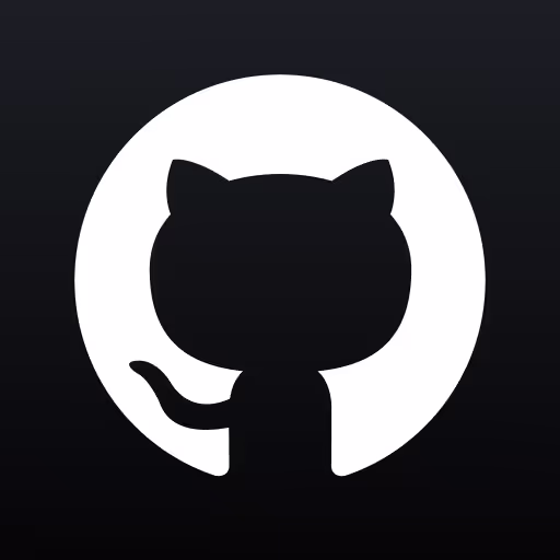 GitHub's black cat silhouette logo inside a white circle on a dark background.