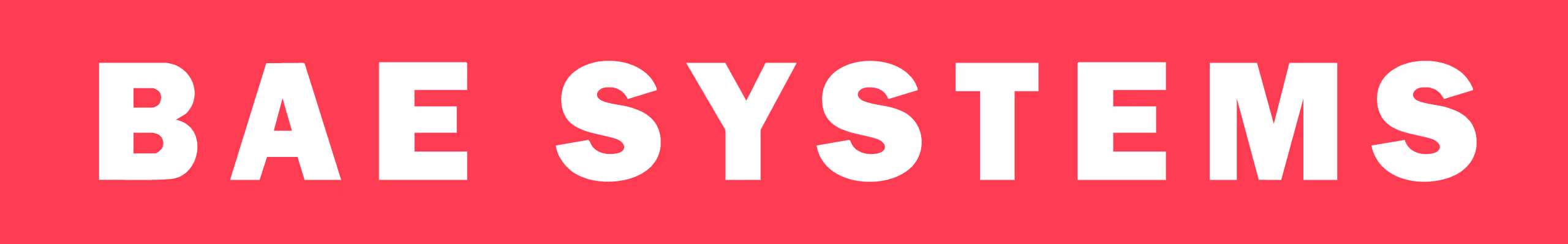 BAE SYSTEMS in bold white capital letters on a red background.