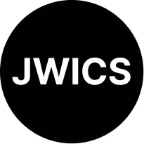 White text 'JWICS' on a black square background.