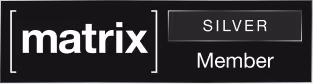 Matrix Silver Member badge with white text on a black background.