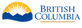 Logo of British Columbia featuring a yellow sun rising over blue mountains with the text 'British Columbia'.