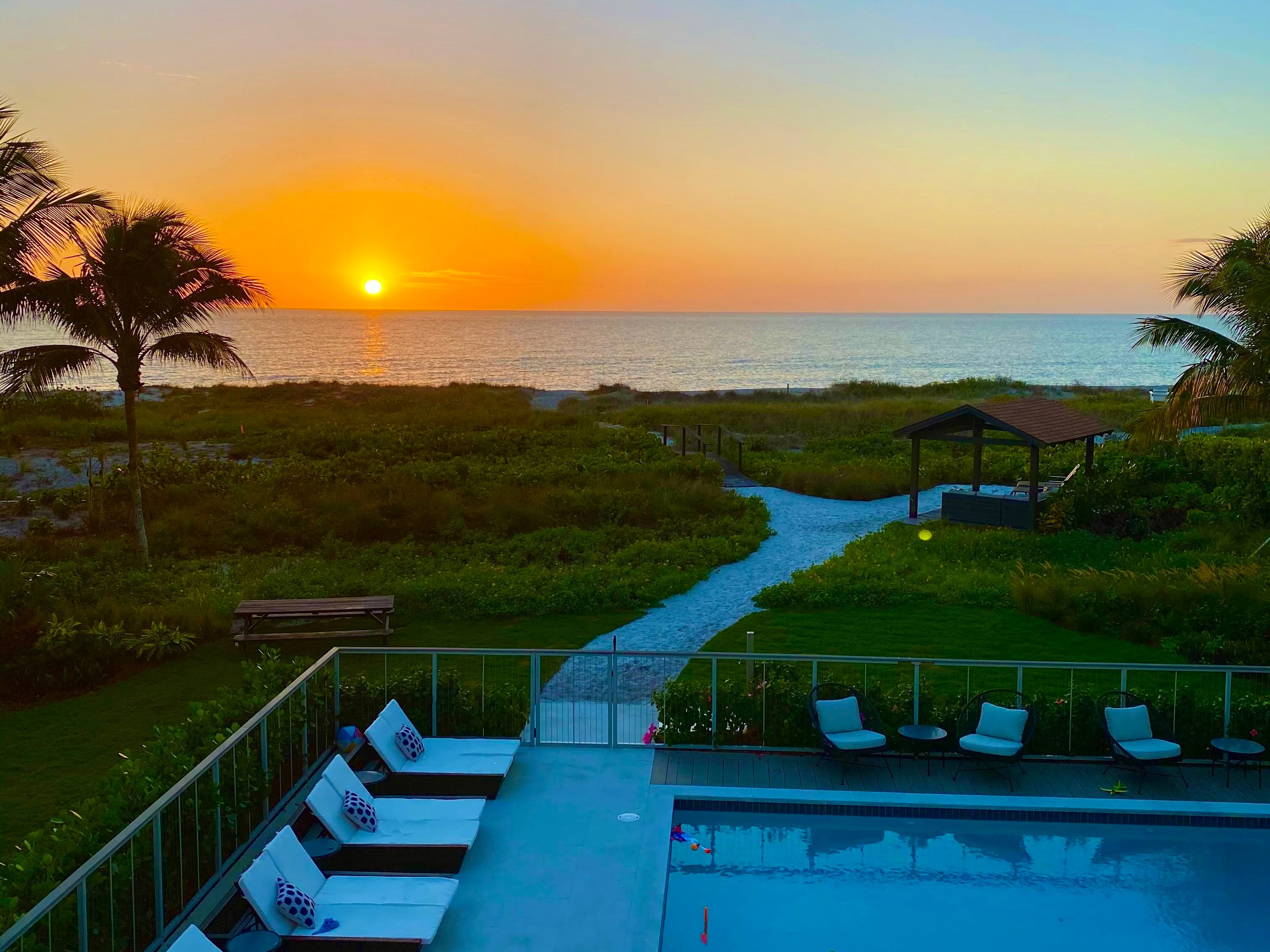 Sunset over the Gulf from the deck