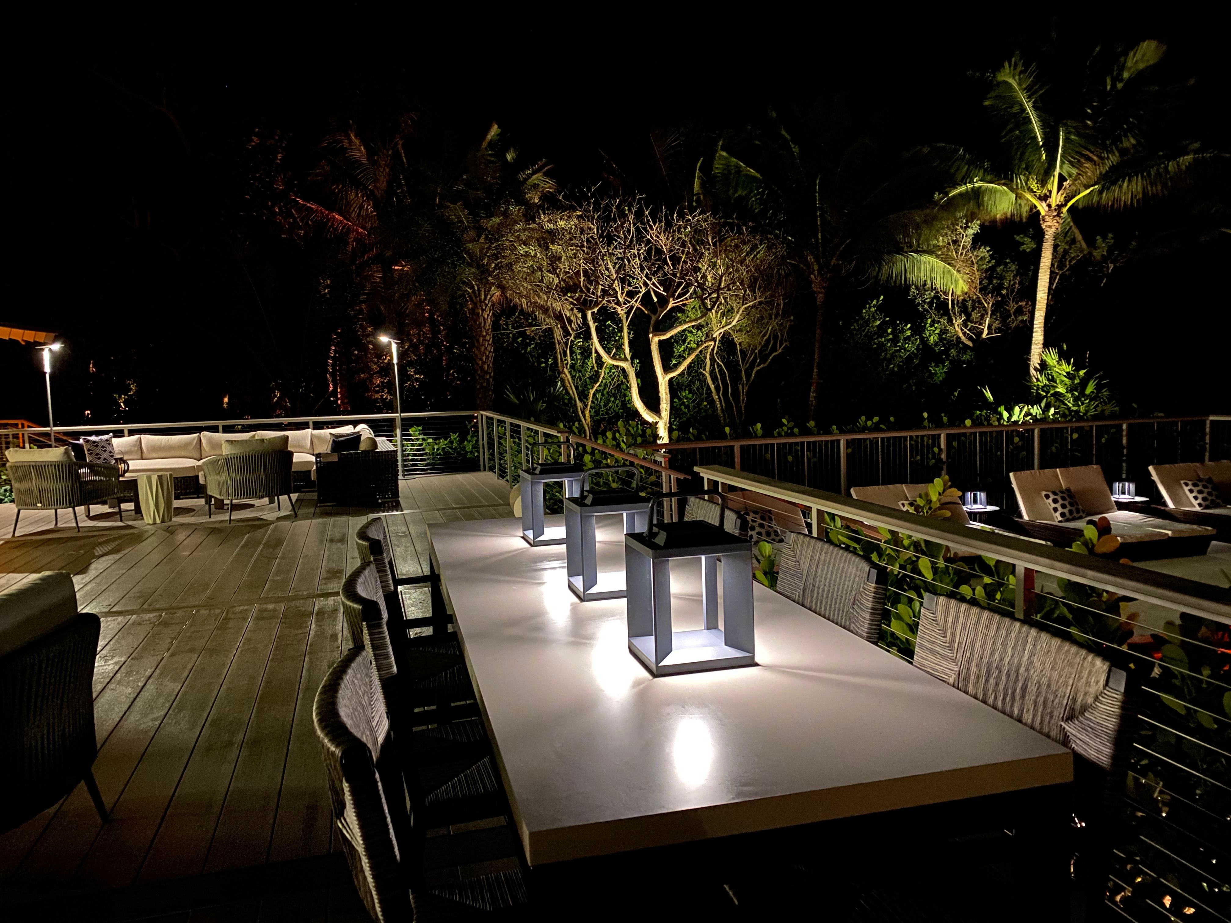 Lantern-lit outdoor dining