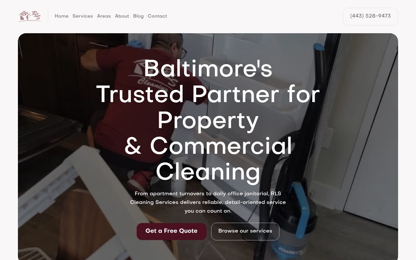 RLS Cleaning Services website homepage built by Longline Digital