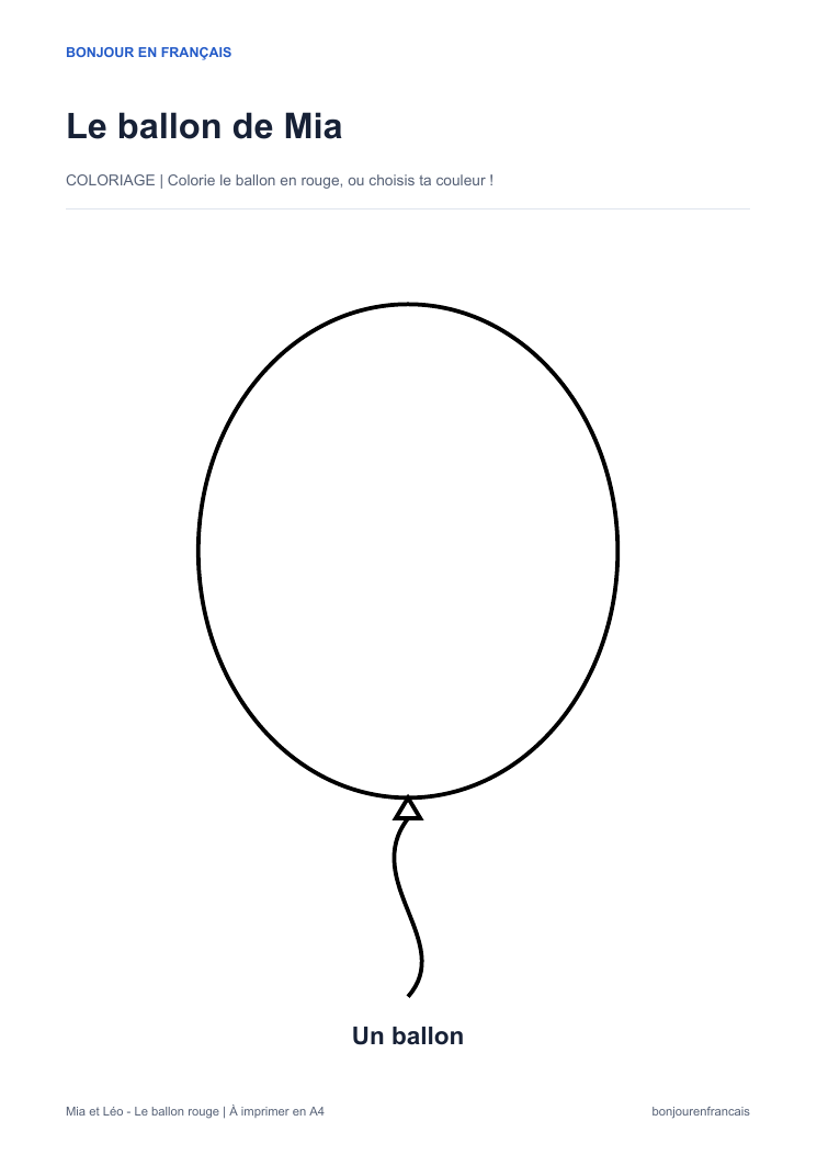 Le ballon rouge à colorier