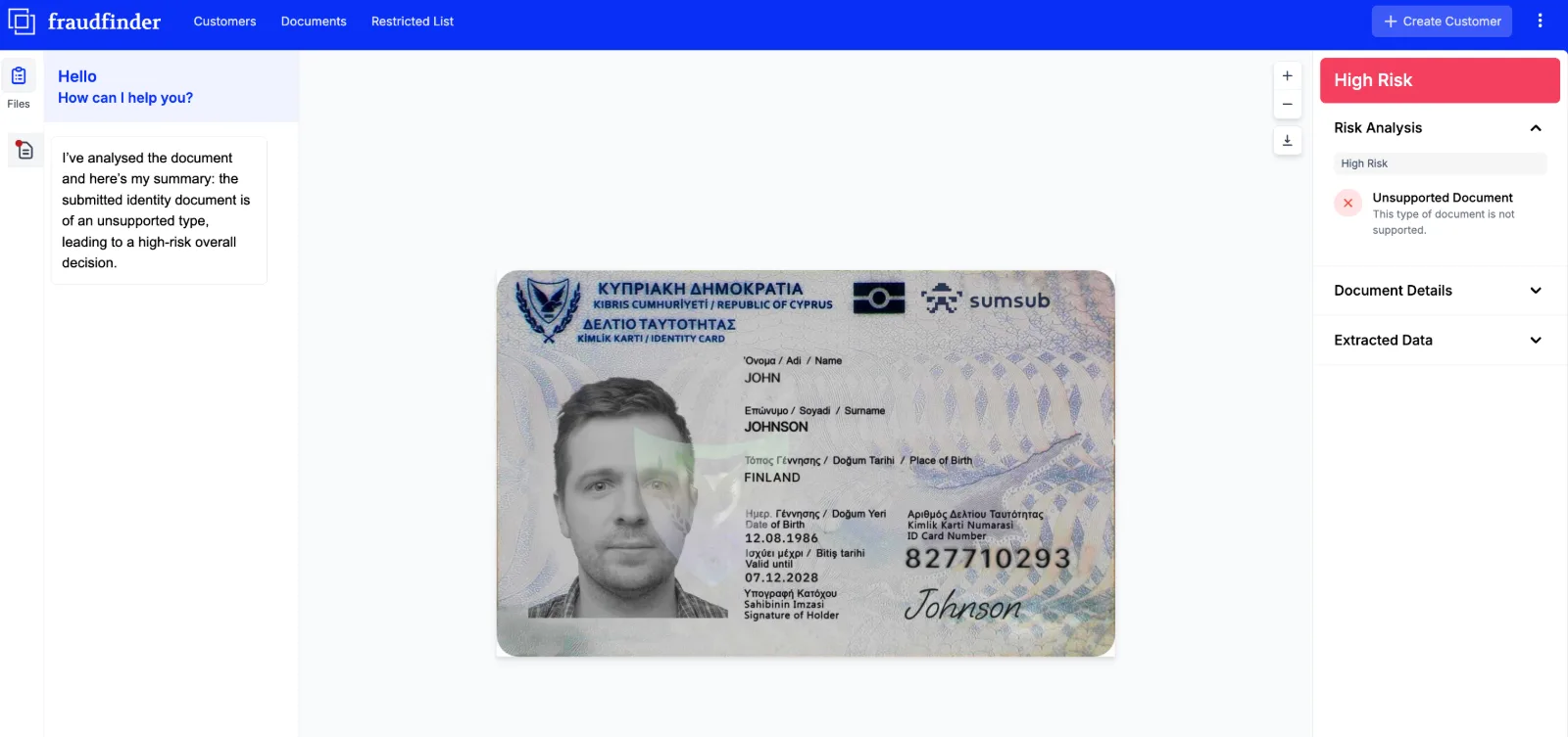 Example of ID forgery