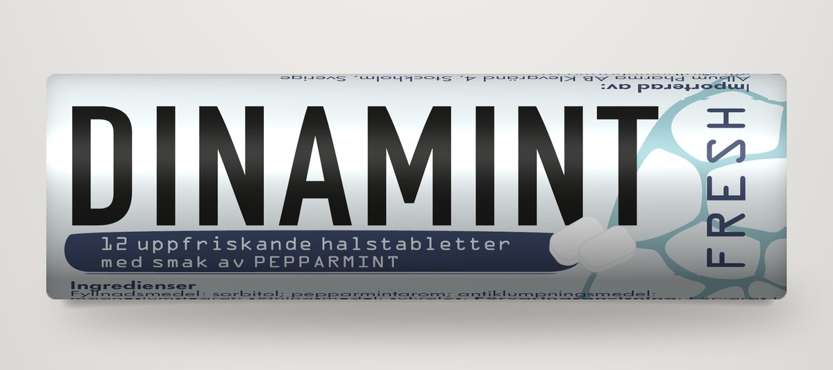 Dinamint FRESH – 12 uppfriskande halstabletter med smak av pepparmint