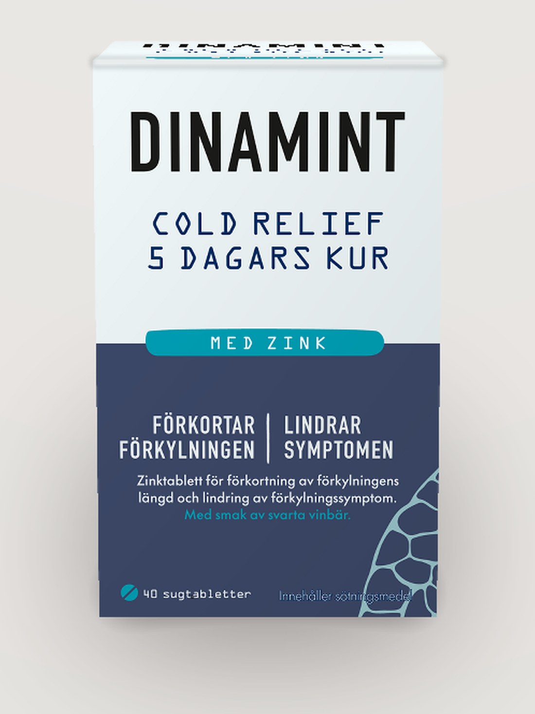 Dinamint Cold Relief 5 dagars kur – zinktablett, 40 sugtabletter