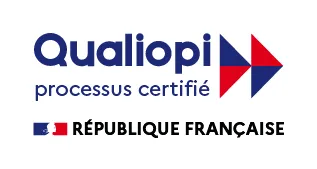 Logo Qualiopi, processus certifié, République française, catégorie actions de formation