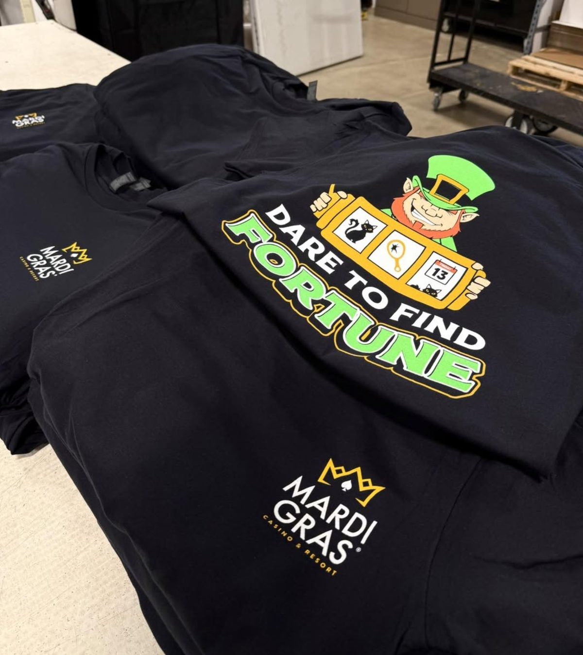 Printed event shirts for Mardi Gras Casino and Resort