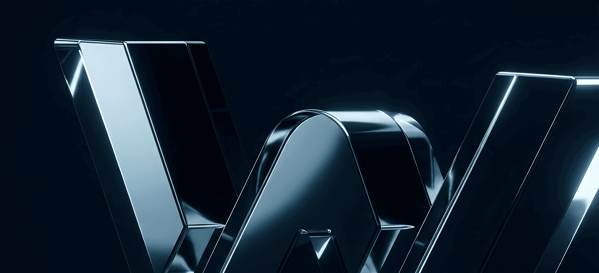 Close-up of the Webwavers 3D chrome logo