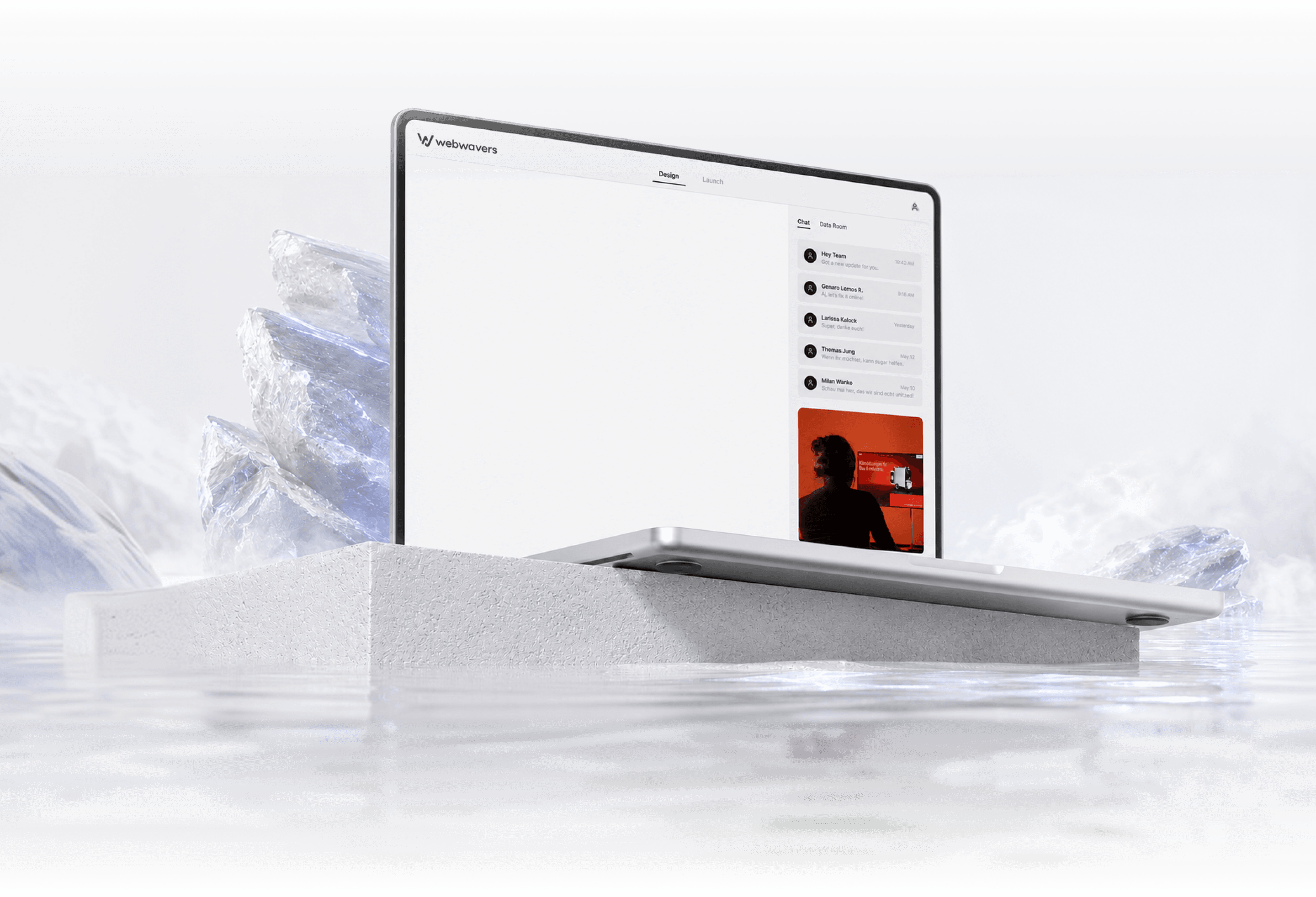 Webwavers Projektplattform auf einem Laptop