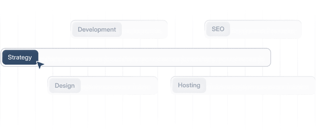 Ablauf: Strategy, Design, Development, Hosting, SEO