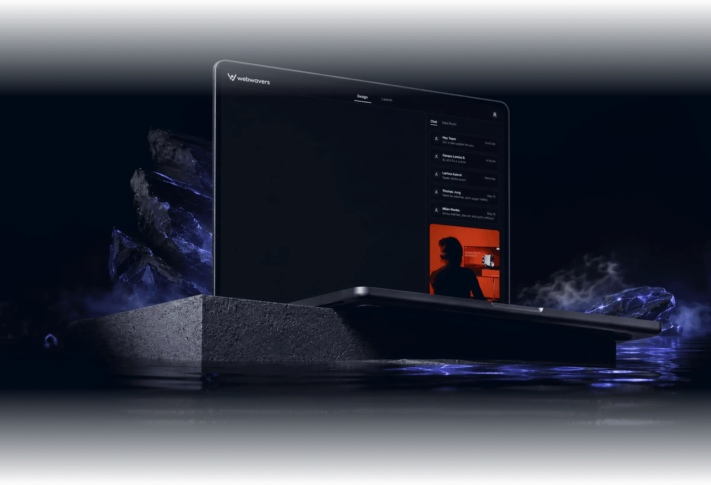 Webwavers Projektplattform auf einem Laptop