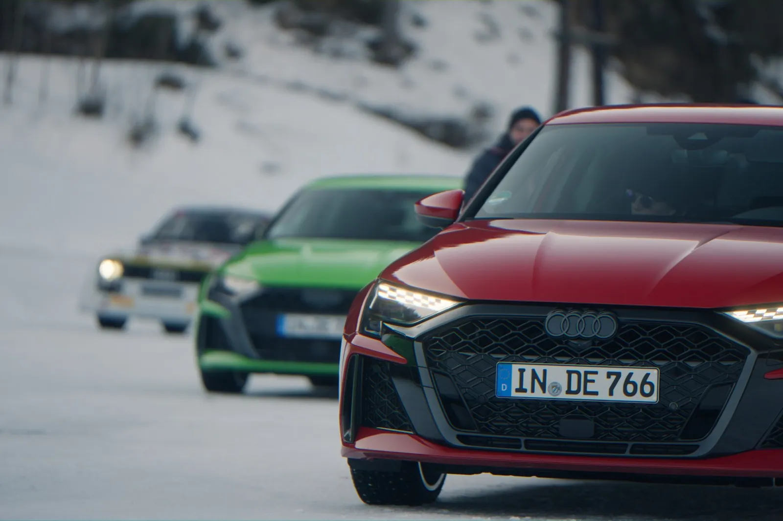 Audi RS 3 bei Testfahrten auf Schnee